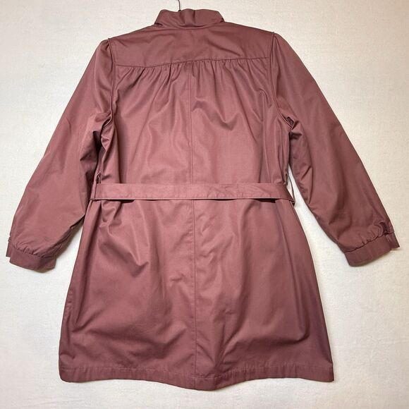 Vintage London Fog Maincoats Removable Faux Fur Lining Mauve Trench Belted Sz 12 - Picture 9 of 10